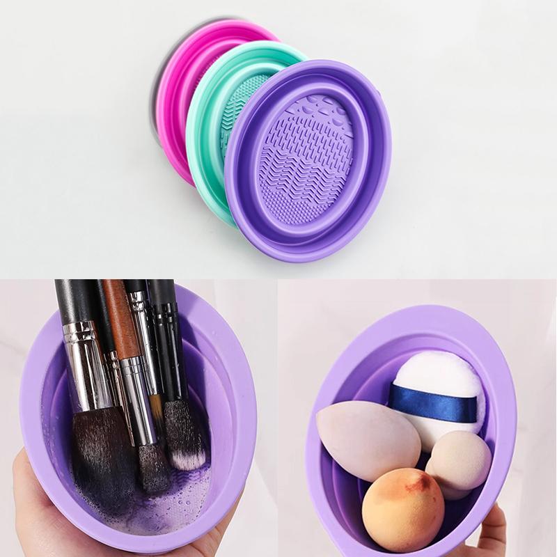 Beauty Makeup Eyeshadow - Soft Silicone Makeup Brush Cleaner Folding