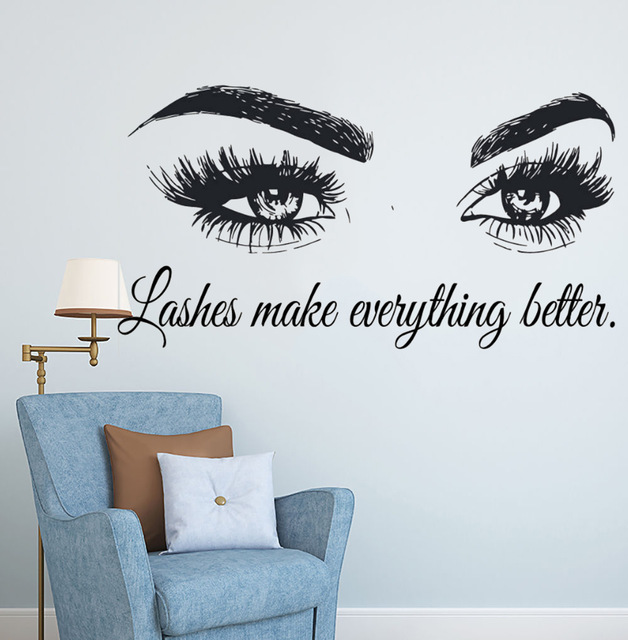 Eyelashes Vinyl Wall Decal Bea - Makeup Is Beauty Quotes recension och pris