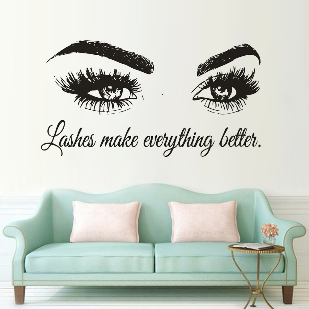 Eyelashes Vinyl Wall Decal Bea - Makeup Is Beauty Quotes recension och pris