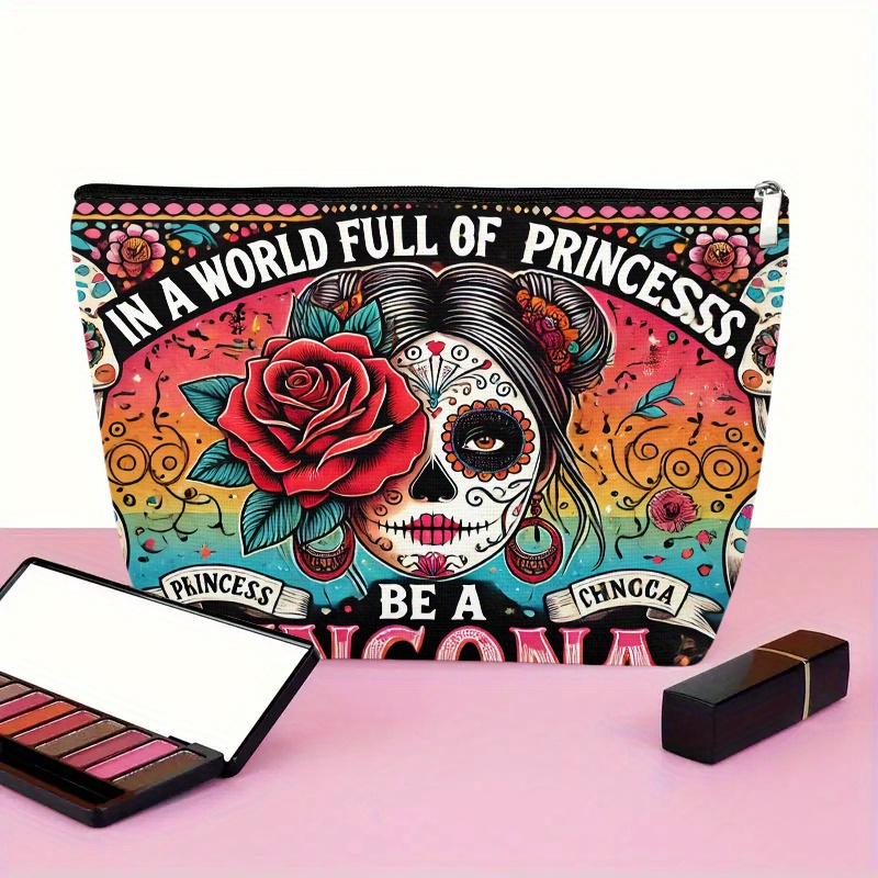 A Flower and skull cosmetic ba - Beauty Makeup Bag recension och pris