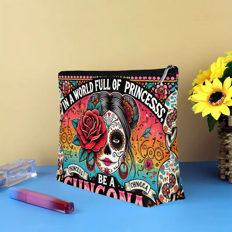 A Flower and skull cosmetic ba - Beauty Makeup Bag recension och pris